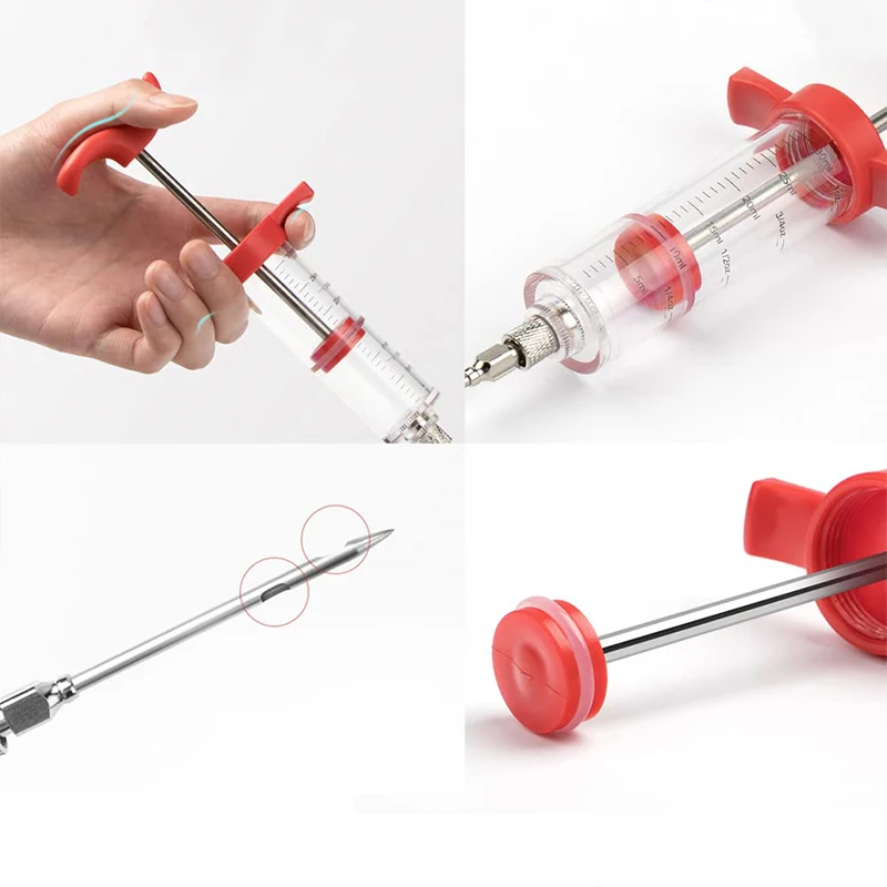 meat injector syringe Roast Juice Syringe Seasoning Syringe Turkey Needle Marinated Beef Steak Barbecue Seasoning Needle kitchen Catering Tool