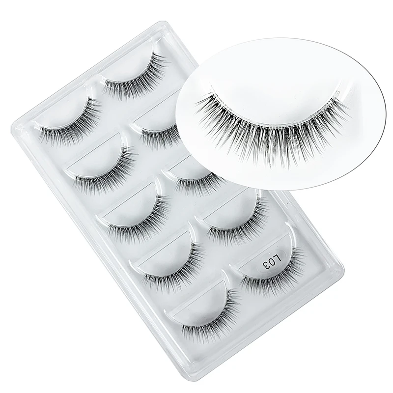 Description Picture 4 of item5 Pairs New Fashion Women Soft Natural Long Cross Fake Eye Lashes Handmade Thick False Eyelashes Extension Beauty Makeup A539