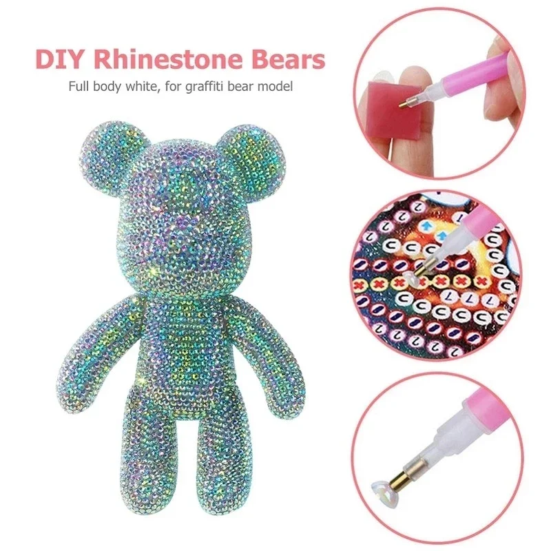

18/23/34cm Bearbrick White Mold DIY Diamond Painting Violent Bear Rhinestone Crystal Bear Doll Mosaic Home Decor Gift for Kids