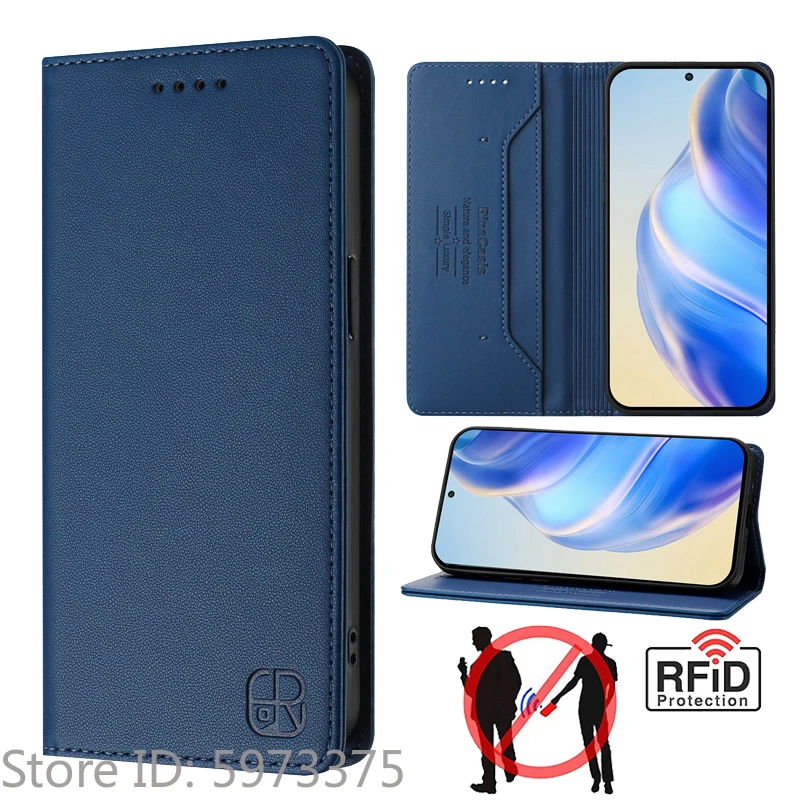 Premium Clamshell Leather Phone Case with Anti-theft Magnetic Flip Cover & Wallet Feature