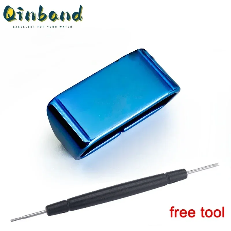Versatile Metal Steel & Silicone Watch Band Keeper with Enhanced Loop Locker Ring Buckle