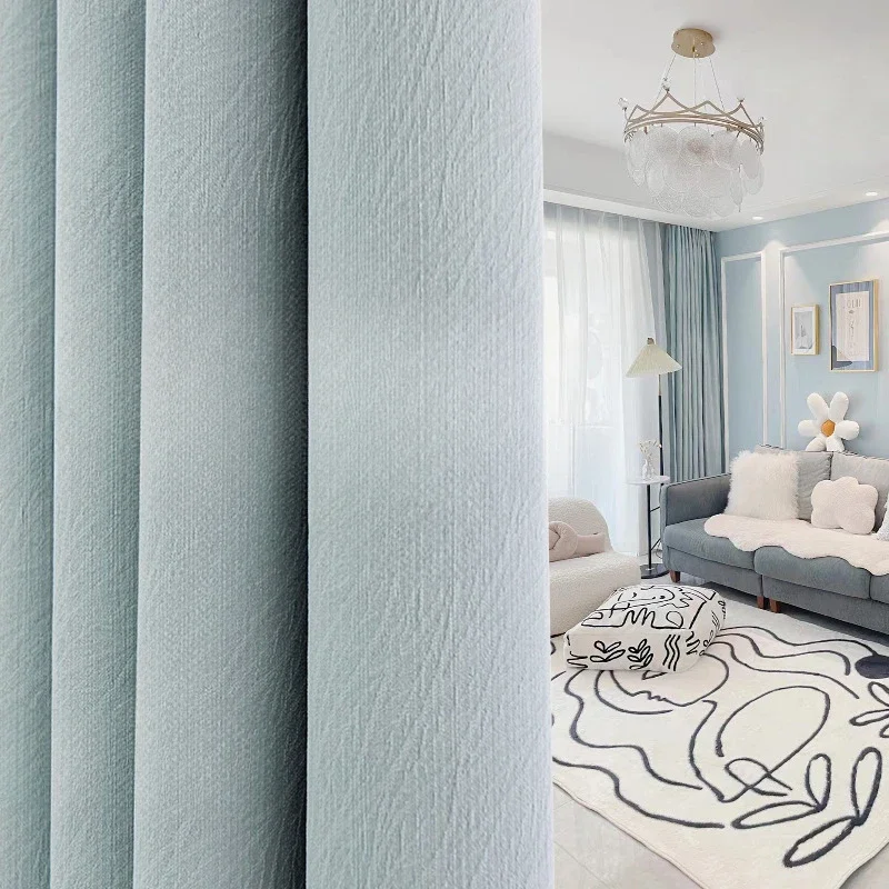 

Modern Chenille Curtains for Living Room Bedroom Jacquard Antibacterial High Shading Window Curtain Home Cortinas Custom Tulle