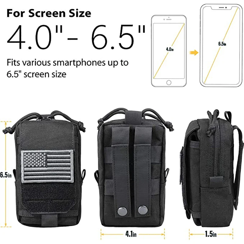 Tactical EDC Molle Pouch Outdoor  Waist Fanny Tool Pack Men 6.5" Phone Bag Purse Camping Gadget Bag Hunting Accessories 3