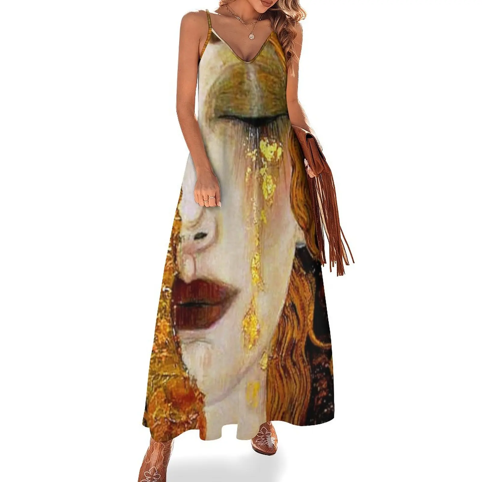 Freya's Tears by Gustav Klimt (w/signature) Art Nouveau Symbolism Sleeveless Dress luxury dresses summer dresses womens 2024
