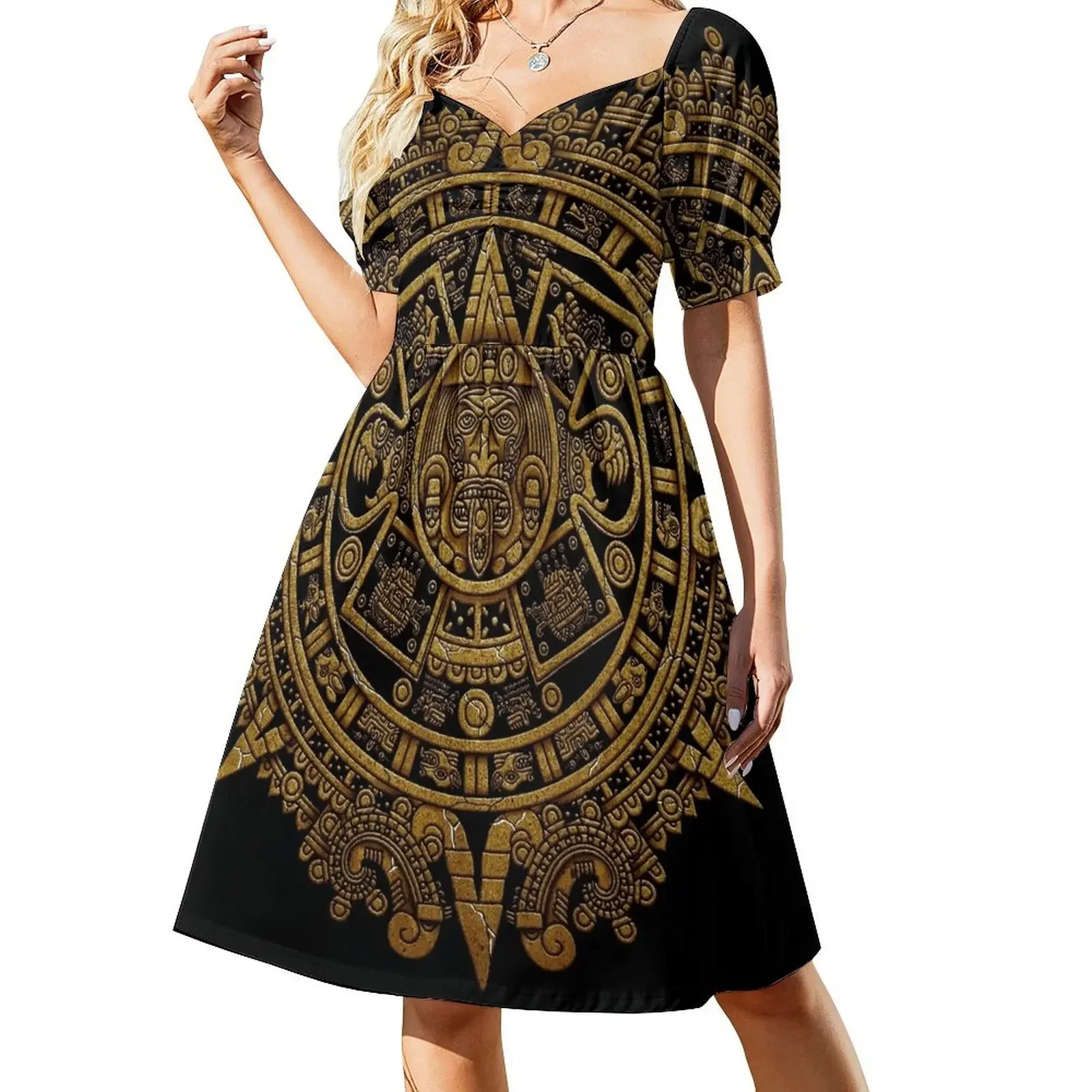 thumbnail image 1 of Calendario azteca 3 vestido sin mangas vestido de cumpleaños para mujer vestidos para fiesta de graduación vestido de noche de mujer de lujo, 1 of 7