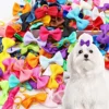 100Pcs Puppy Bow Handmade Movable Pet Dog Grooming Hair Accessories Dog Bows With Rubber Band For Small Dog Cat Pet Products 2