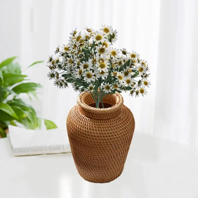 L9NB Rattan Woven Flower Vase Home Desktop Decor Rattan Material Home Garden Supplies 3