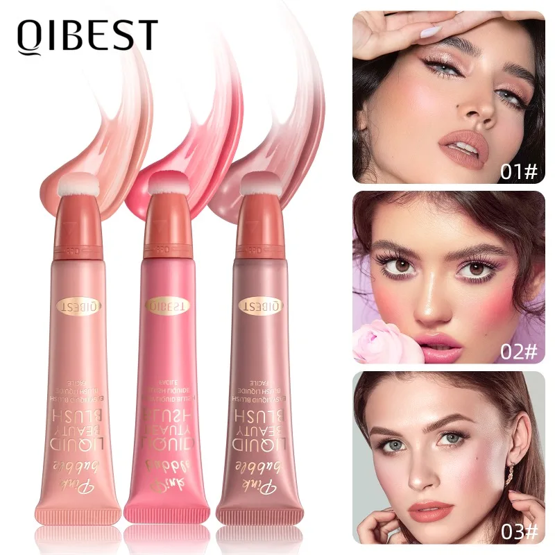 

QIBEST Face Blusher Peach Cream Makeup Blush Palette Cheek Contour Blush Cosmetics Blusher Cream Korean Makeup Rouge Tint Blush