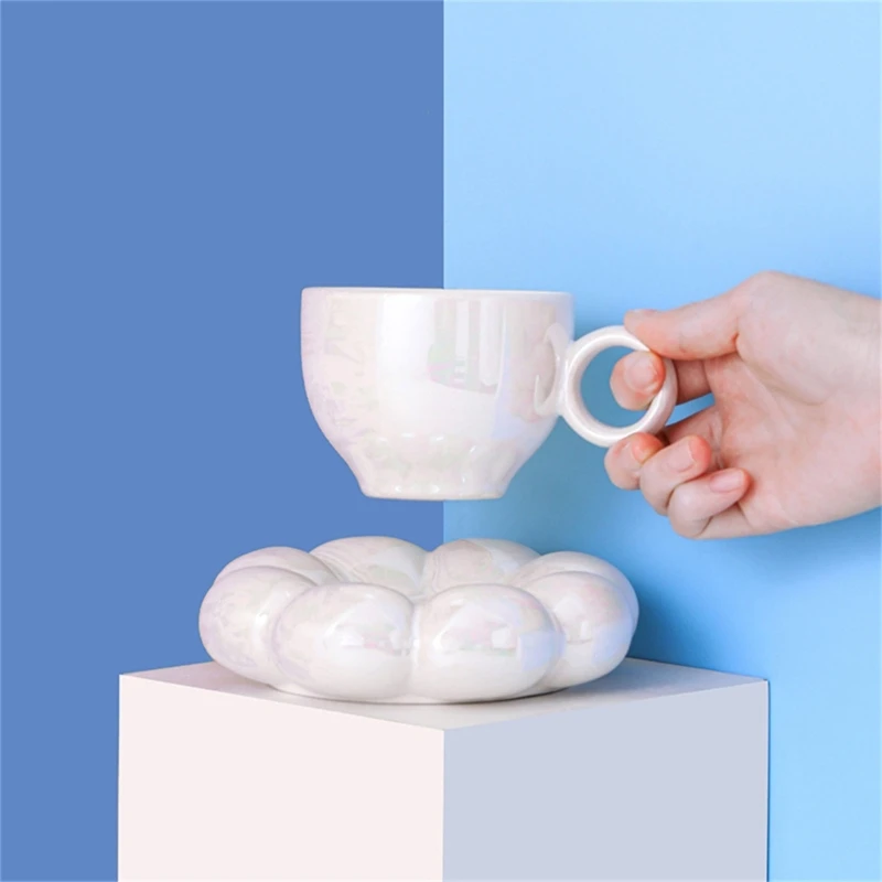 맥주잔 여자 친구용 밀크 티 컵, 꽃 모양 접시, 세라믹 커피 머그잔, 드롭 배송 맥주잔 여자 친구용 밀크 티 컵, 꽃 모양 접시, 세라믹 커피 머그잔, 드롭 배송
