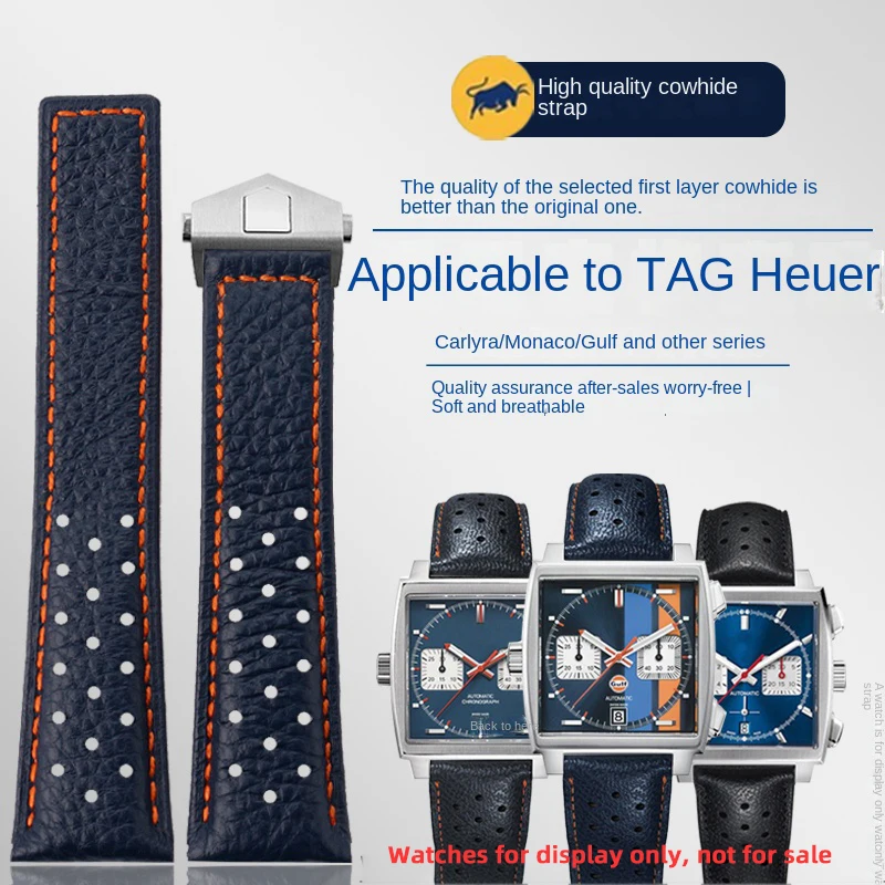 Pelle Bovina Infrangibile Di Alta Qualità Per Cinturino In Pelle Tag Heuer Cinturino Carrera Monoco Gulf E Altre Serie Accessori Da Uomo 22Mm