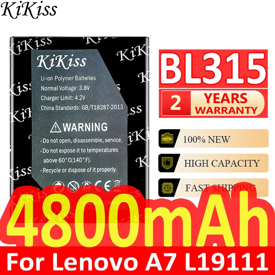 

Мощный аккумулятор 4800 мАч KiKiss BL315 для Lenovo A7 L19111