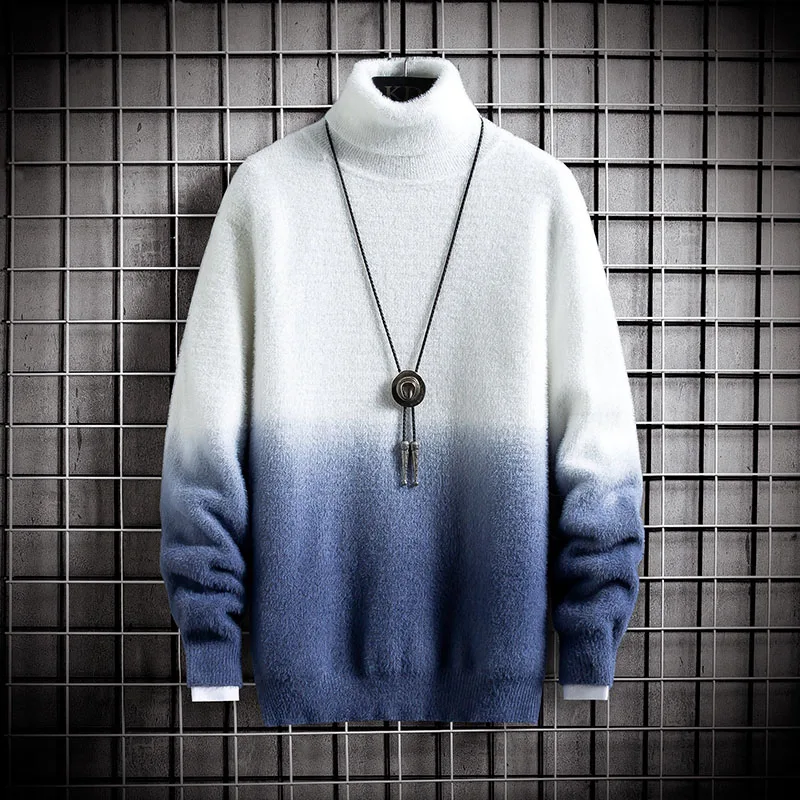 

New Winter High Neck Thick Warm Sweater for Men Turtleneck Brand Mens Sweaters Slim Fit Pullover Men Knitwear Male Double Collar