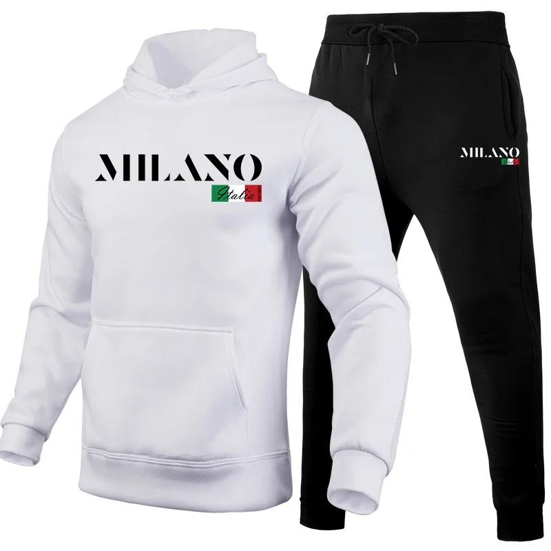 Male Daily Casual Sports Hoodie and Jogger Pants Gym Outfits Home Outdoor Warm Sportswear 2025 Hot Sale Men's Tracksuit 2pcs Set