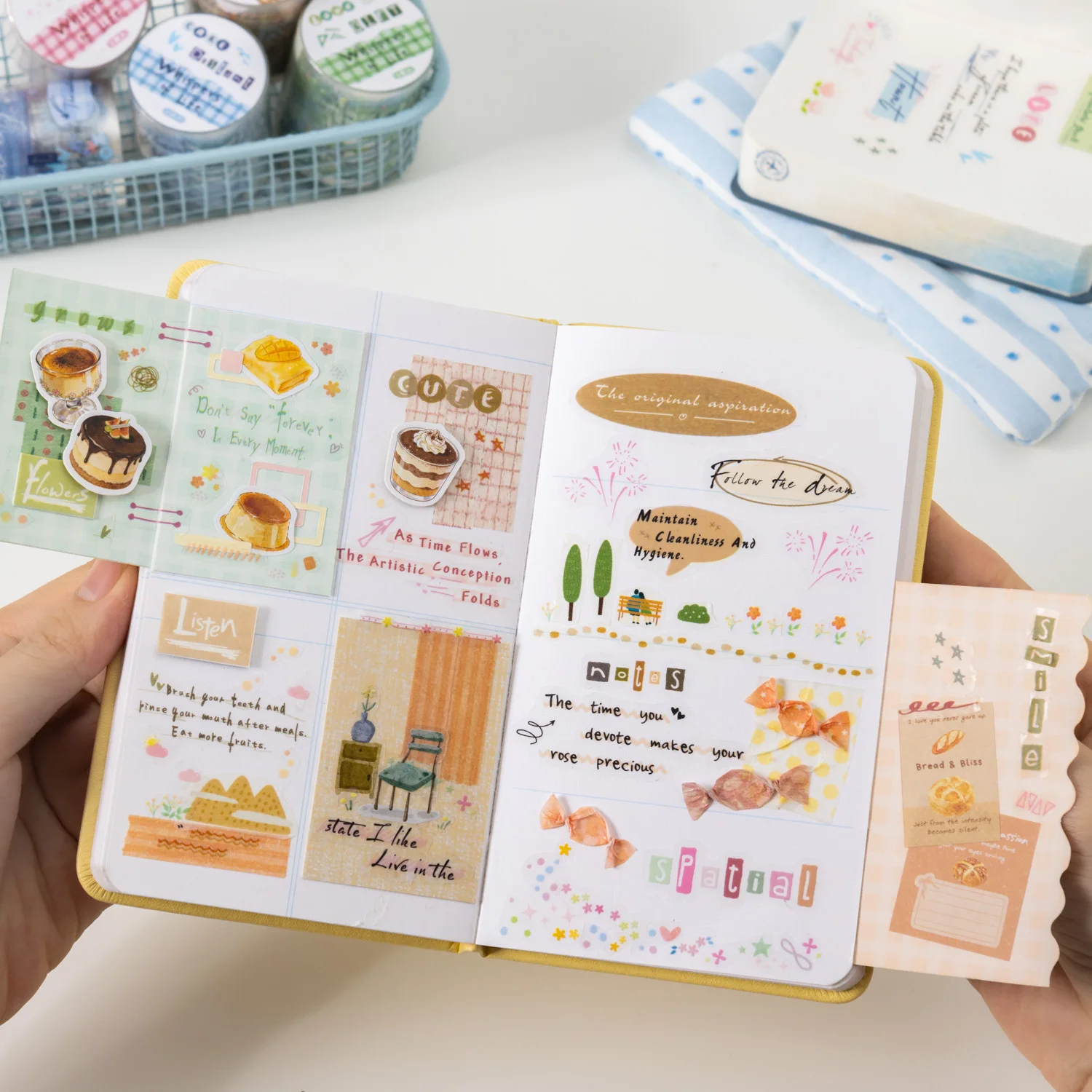 생명의 속삭임 시리즈 빈티지 영어 텍스트 풍경 PET 테이프 창의적인 DIY 저널 재료 콜라주 스크랩북킹 문구류