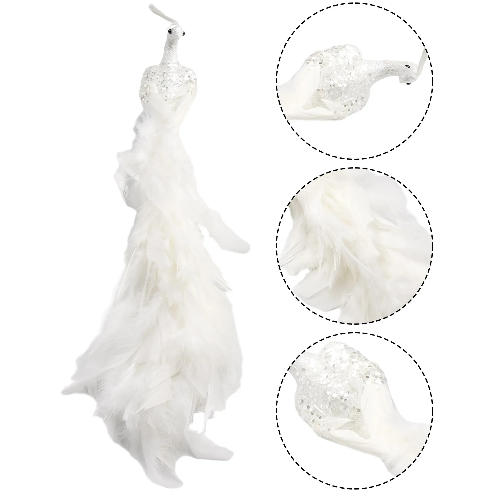 

Artificial White Peacocks Feathered Christmas Ornament Simulation Birds Clip-On For Christmas Tree Wedding Decorations Pendant