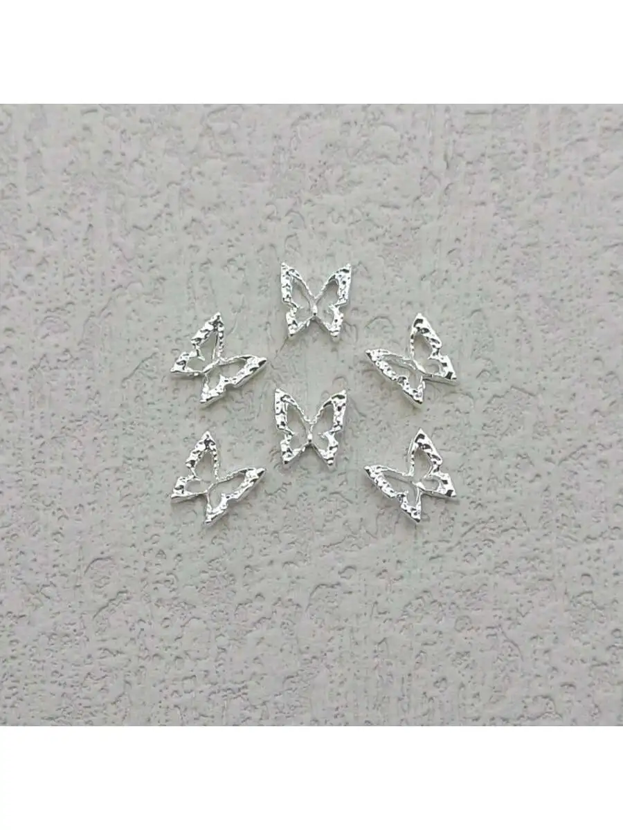 미니 3D 합금 네일 스터드, 혼합 골드 실버, 중공 나비 금속 장식, 네일 아트 장식, 50PCs