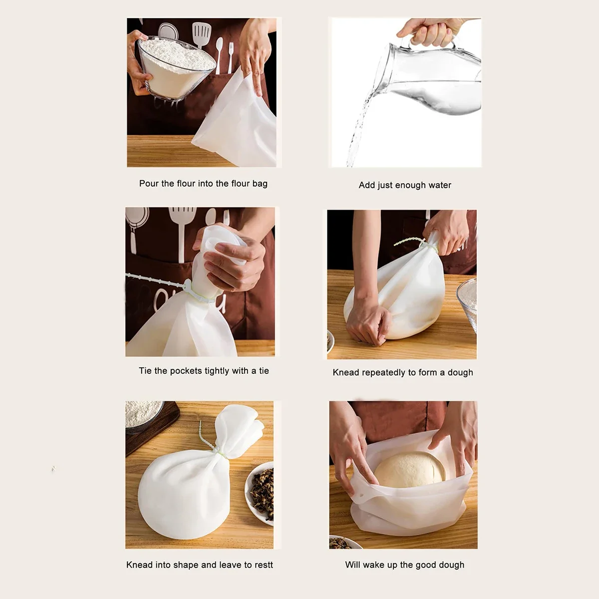 1pc Food Grade Silicone Dough Kneading Bag Silicone Kneading Dough Bag Flour Mixer Versatile for Bread Pastry Pizza