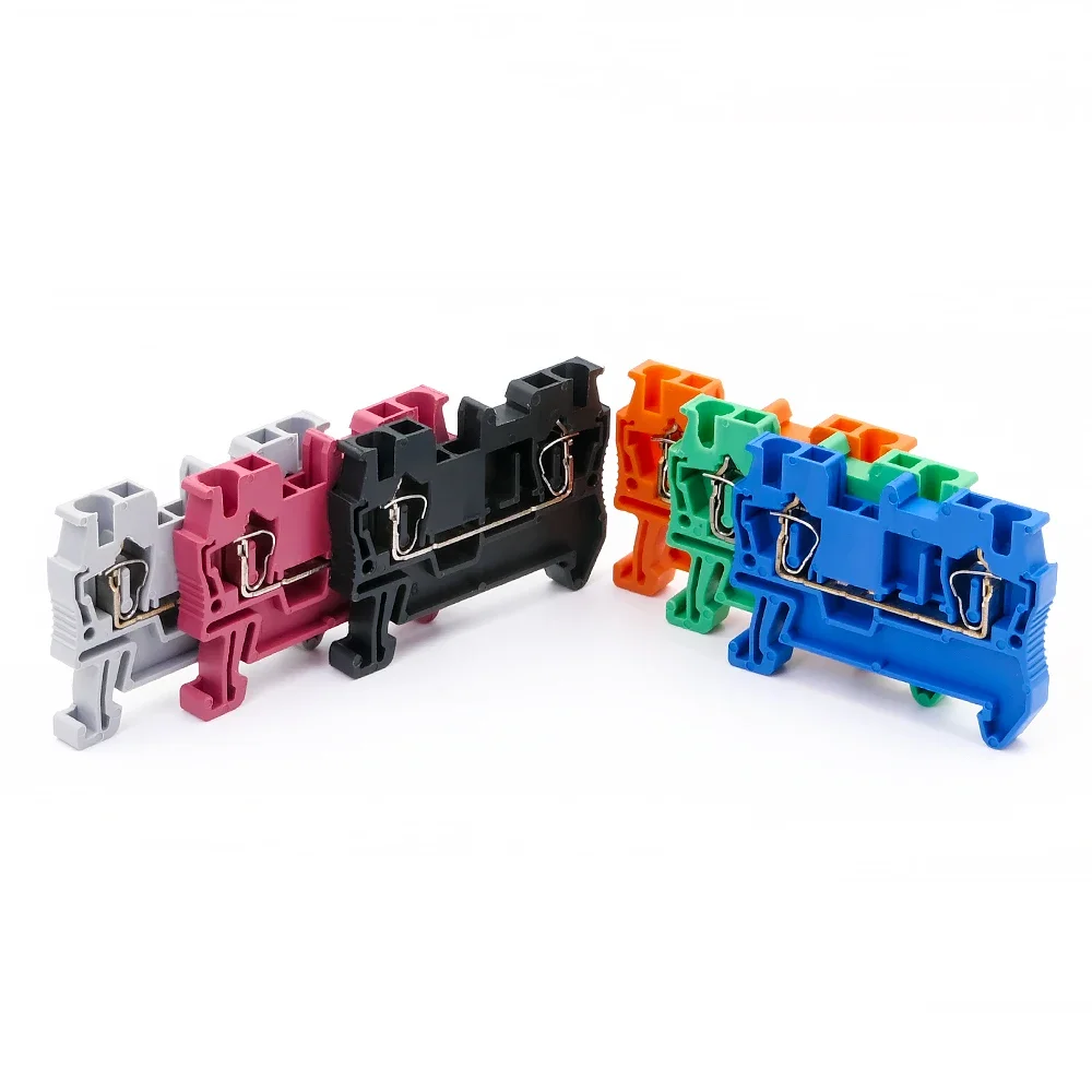 Din Rail Terminal Block 10pcs for ST-2.5 Return Pull Type Spring Connection Connector Screwless Copper Wire Conductor 6 Colors ST2.5