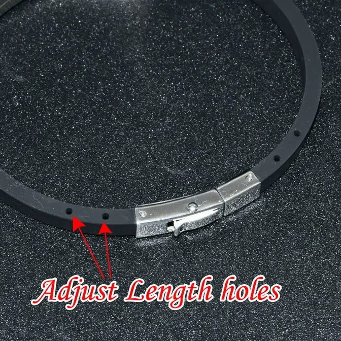 Fashion Men's Black Rubber Bracelets 6mm Wide Adjustable Bangles Stainless Steel Zircon CZ Setting Business Gift Jewelry