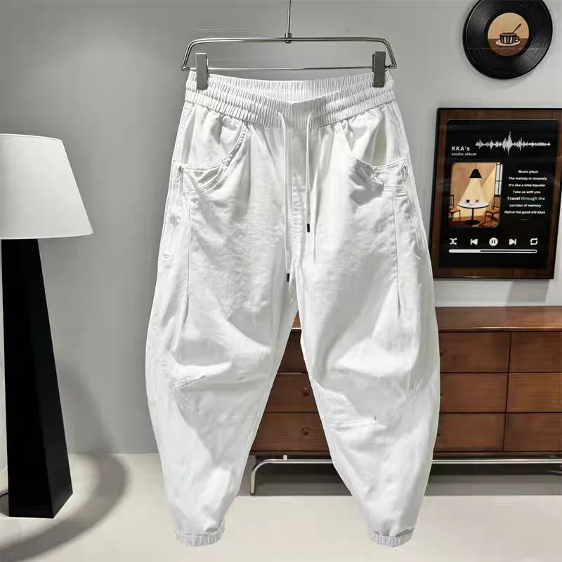 Men's Casual Trousers Loose Fit American Workwear Pure Color Fashionable Harlan Pants Autumn Winter Trendy Elastic Waist - 5