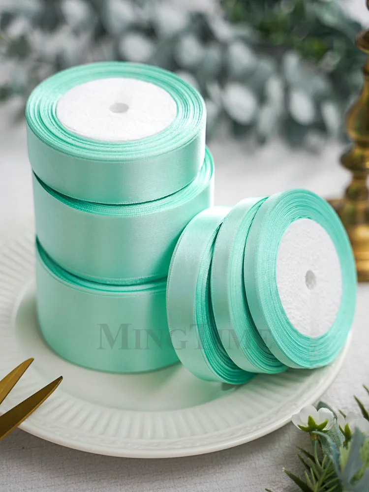 Satin Ribbons Ribbon Decoration Ribbon Supplies Satin Ribbon Mint Green Satin Ribbon 25yards 6mm 10mm 15mm 25mm 38mm 50mm for Wedding Party Supply Decoration