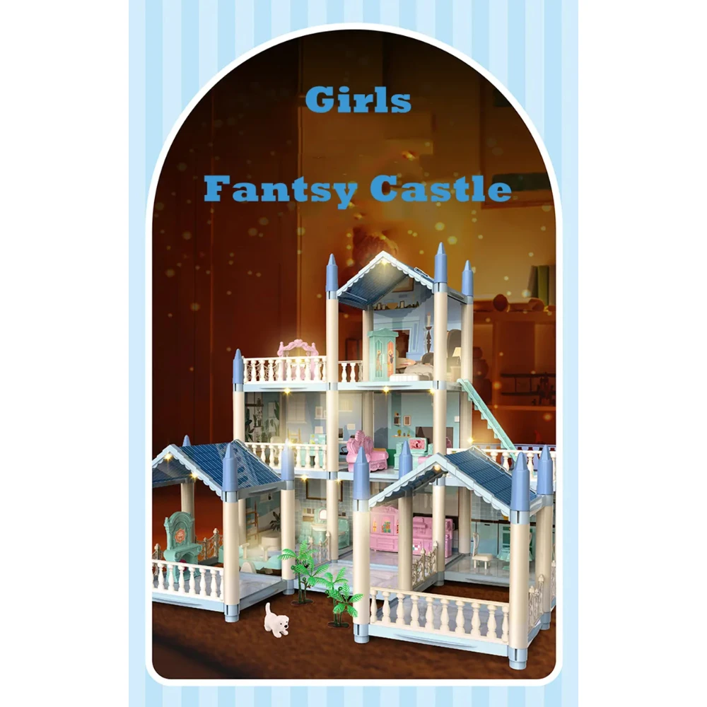 Diy 3D Assembling Doll House - Educational Toys For Children, Birthday Gifts For Girls, Villa Princess Castle With Led Lights