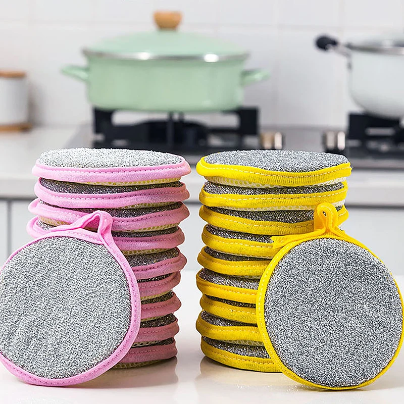 

5 шт., двусторонняя губка для мытья посуды