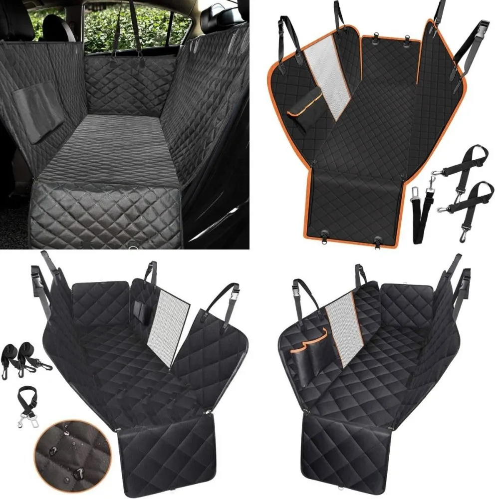 Waterproof Pet Dog Car Seat Cover Side Zipper with Visual Mesh Window Backseat Transportation Protectors Mat Safety Non-slip