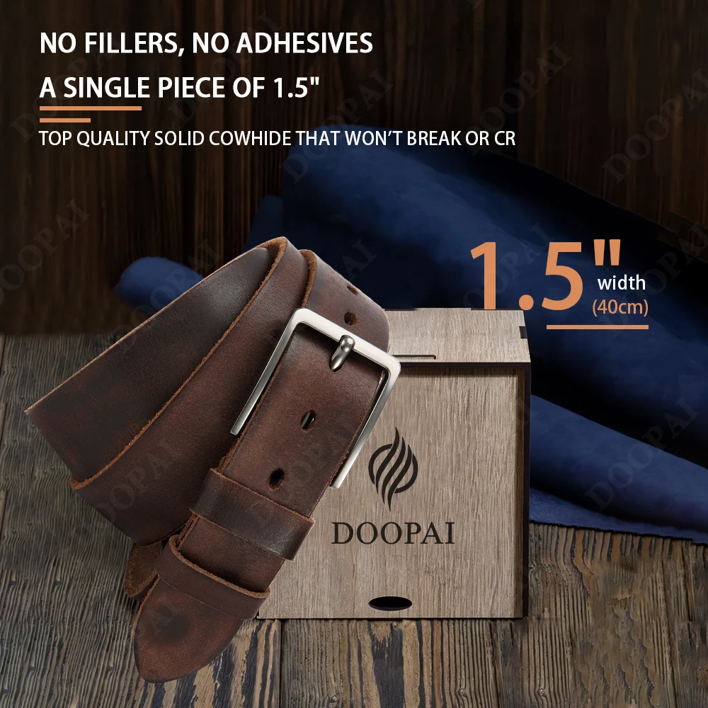 High-Quality Mens Casual Belt - Antique Metal Needle Buckle Top Layer Cowhide Multiple Colors