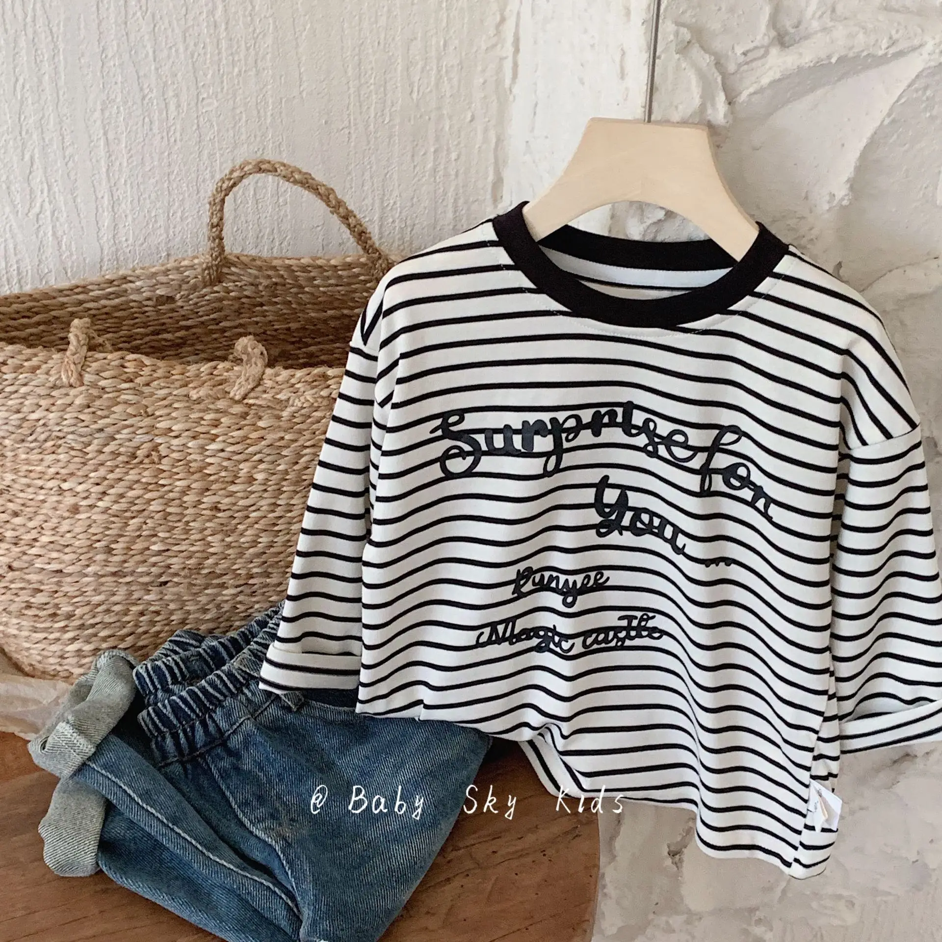 

2023 Autumn Girls Boys Casual Stripe Long Sleeve Cotton T-shirts Baby Kids Children Tee