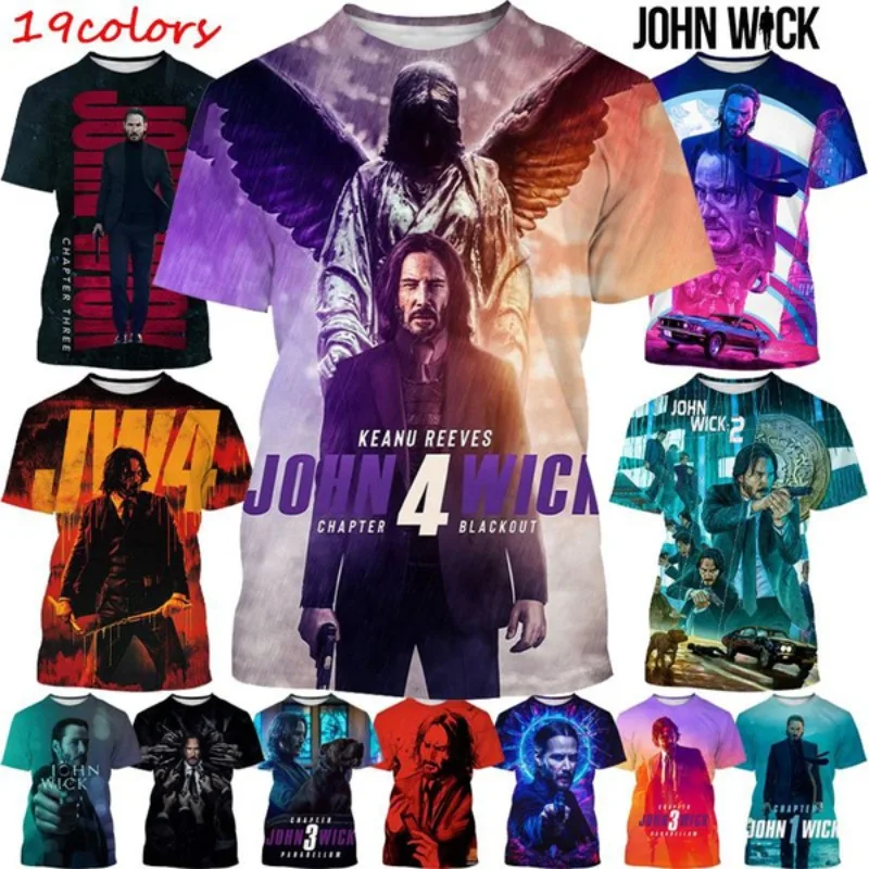 

John Wick 3D Printing T-Shirt Keanu Reeves Fashion Round Neck Short Sleeve Unisex Casual Top Cosplay Men's Clothing T-shirts