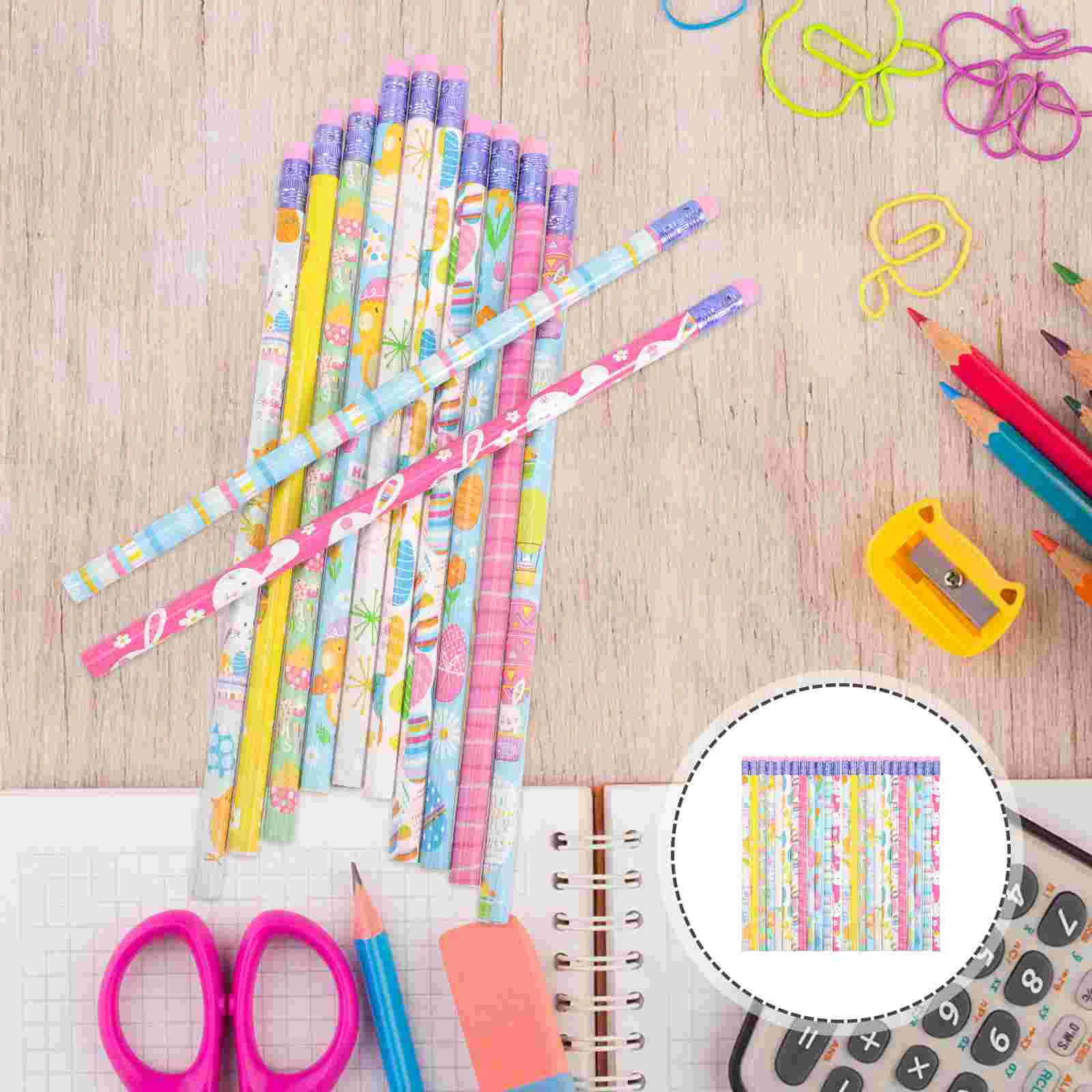 

50pcs Easter Pencils Adorable Students Pencils Kids Writing Pencils with Erasers