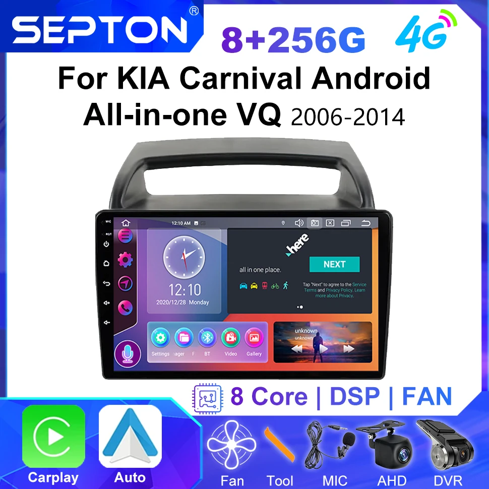

Автомобильный радиоприемник SEPTON на Android для KIA Carnival, мультимедийный проигрыватель «Все в одном» на Android, VQ 2006-2014, стерео, GPS, 2Din, Автомагнитола для CarPlay