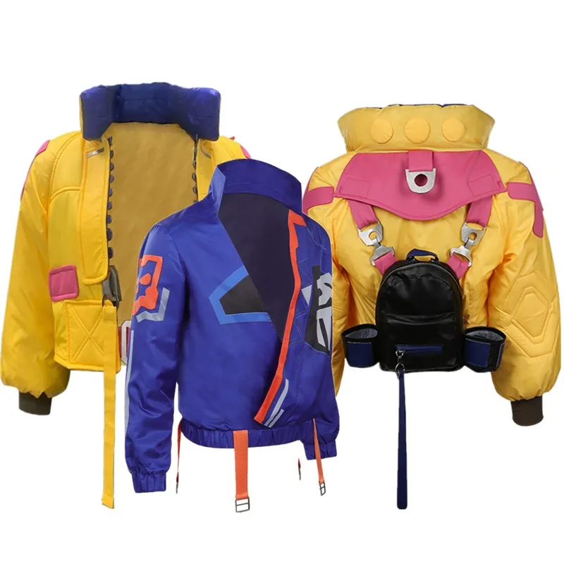 

Valorant Killjoy Yoru Cosplay Costume Yellow Blue Jacket Coat Bag Outfits Halloween Carnival Suit for Women Men Fancy Dress Up
