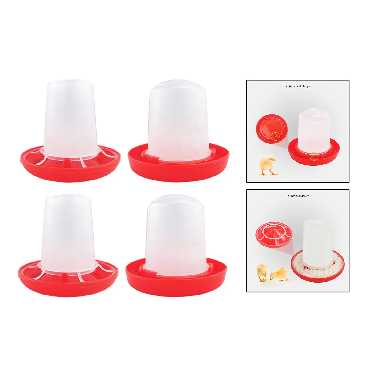 Plastic Chicken Feeder Practical Dispenser Barrel Food Trough Box Bowl Portable Automatic Blanking Bucket for Duck Hen Farm