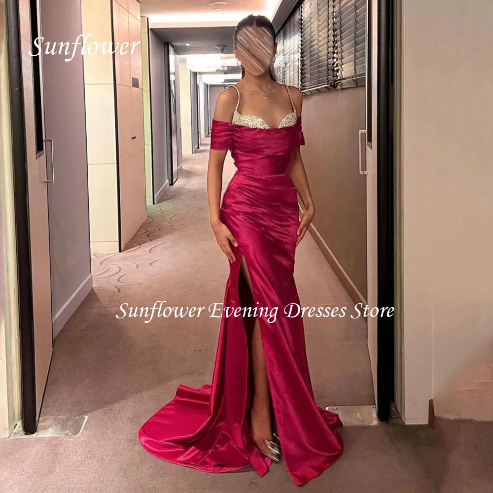 

Sunflower Sweetheart Prom Gown Mermaid Evening Dress Slim Off the Shoulder Satin Party Dress 2023 Floor-Length Customized