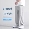 Autumn Casual Trousers Men's Loose Fit Sweatpants Wide Leg Straight Pants Grey Colour Seasonal Pants For Men 1