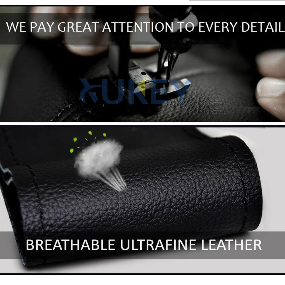 Premium Blue Leather Steering Wheel Cover - Universal Fit, 38cm