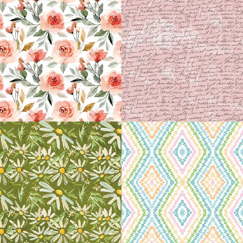 24Sheets/Set Vintage Flower Material Ppaper DIY Scrapbooking Journal Base Collage Photo Props Gift Wrapping Decoration Paper