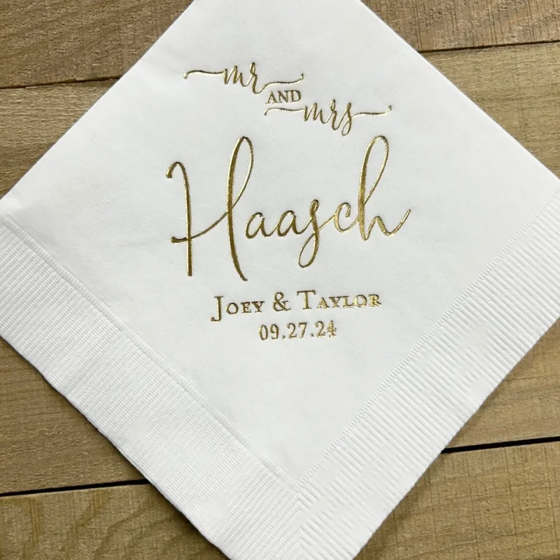 

50pcs Personalized Mr & Mrs Mr and Mrs Wedding Napkins Custom Monogram Beverage Cocktail Cake Dessert Appetizers Luncheon Dinner