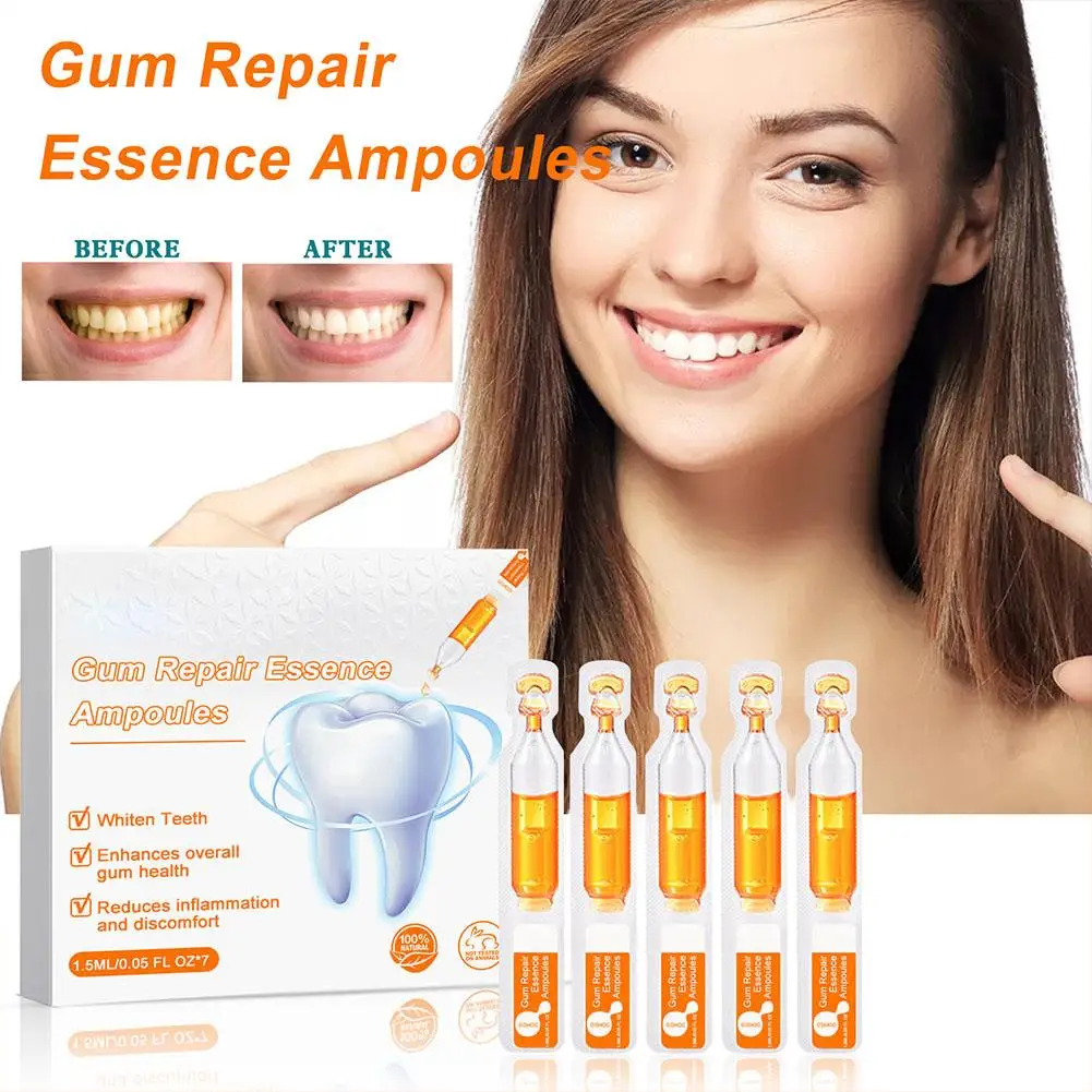 7pcs Gum Repair Treatment Ampoules Oral Care Essence Fresh Cleaning Breath Toothache Remove Liquid Relief Swelling Gums Gingiva