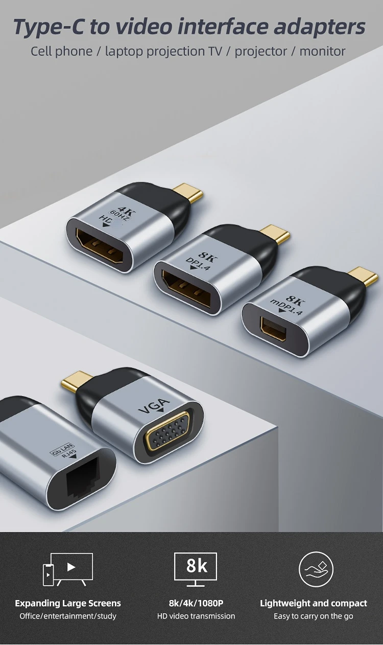 com HDMI Dp Otg USBC Conversor Laptops