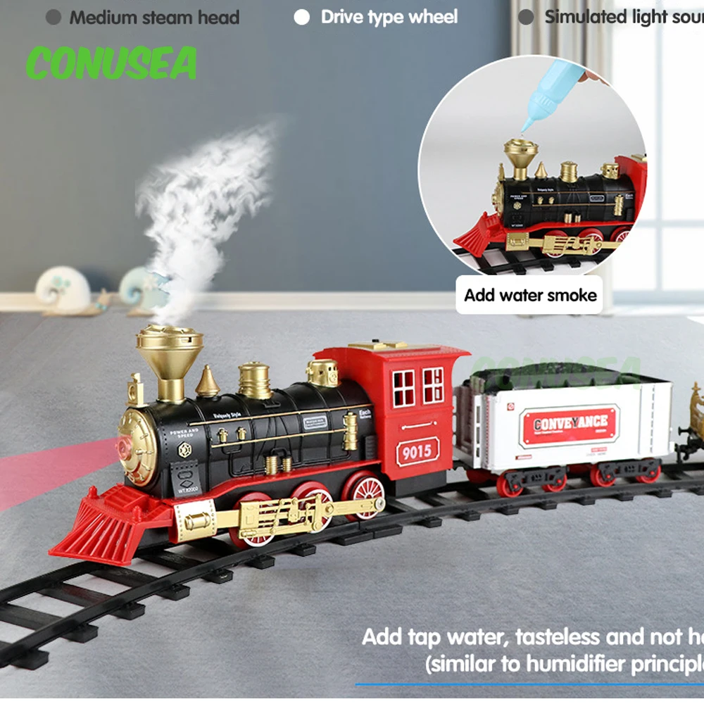 

Children's Simulation Large Electric Track Classical Model with Remote Control High-Speed Rail Small Train Retro Steam Train Toy