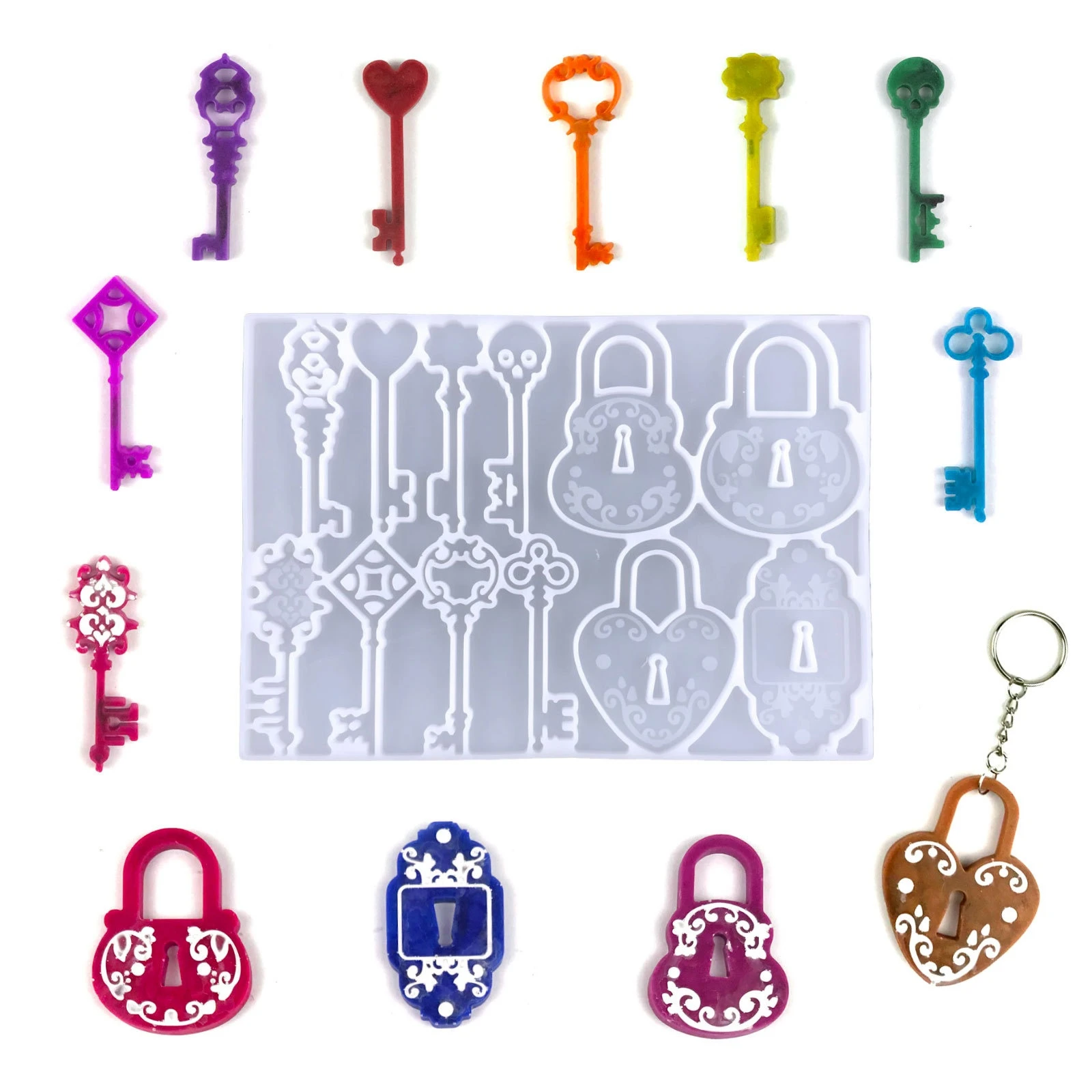 12 In 1 Magic Key Resin Molds Diy Epoxy Silicone Mould Key Lock