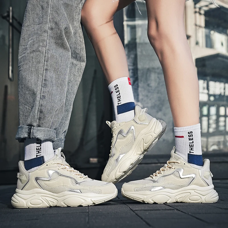 

Fashion Platform Unisex Casual Sneakers Outdoor Lightweight Men's Street Dad Shoes Lace Up Men Breathable Fitness Sport Shoes