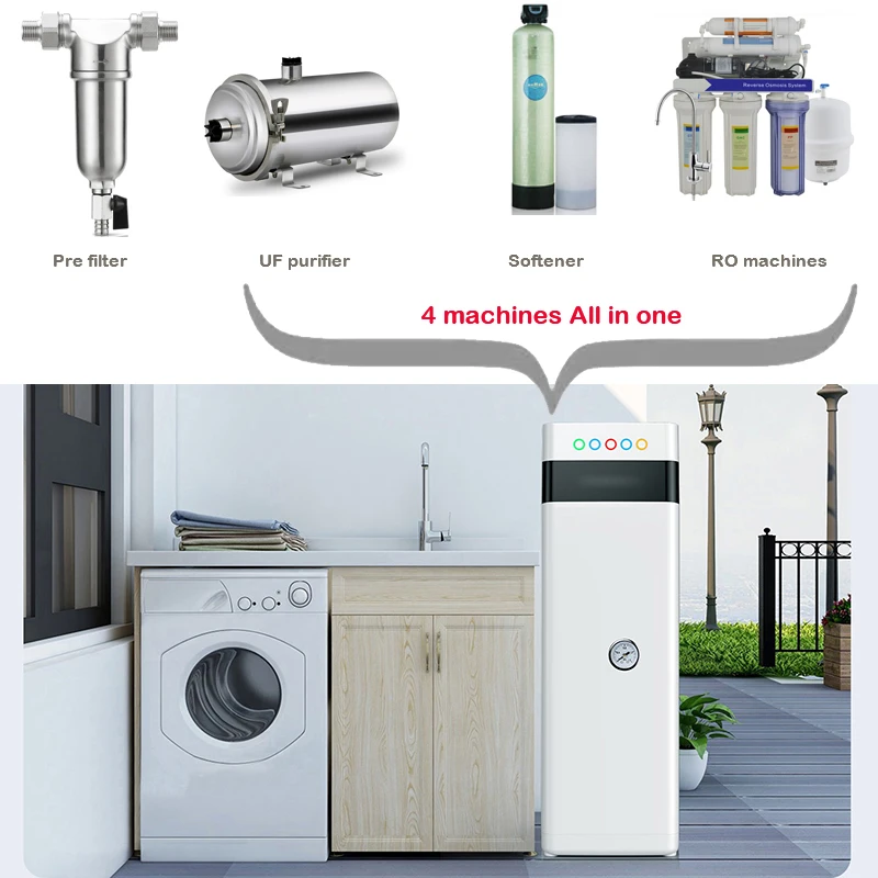 Pre Filter Ultrafiltration Resin Softener RO All In One Whole House Central Water Softener Reverse Osmosis Water Filter System