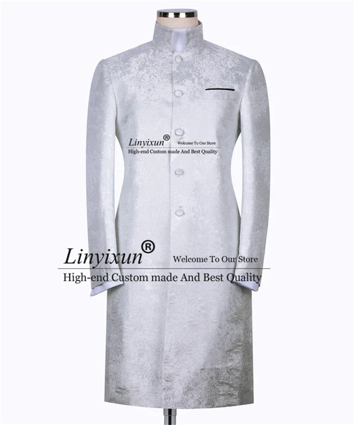 Customized Jacquard Men Suit With Belt Wedding Groom Tuxedo Slim Fit Male Prom Blazer 2 Piece Sets Long Coat Pants Costume Homme 3