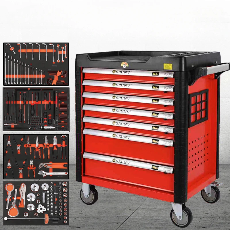 Professional Large Tool Cabinet Mechanical Wheeled Trolley Organizer Screwdrivers Workshop Tool Cabinet Garage Tool Arrangement 3