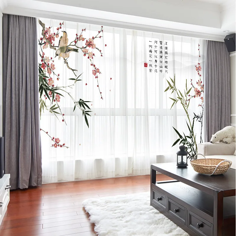 

Curtains and Curtains Double-layer One-in-one Blackout New Chinese-style Minimalist Gauze Curtain Living Room Bedroom Balcony