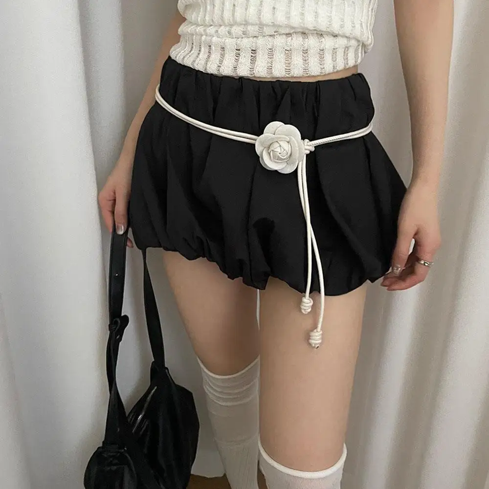 Bohemina Flower Round Leather Thin Belt Women Fashion